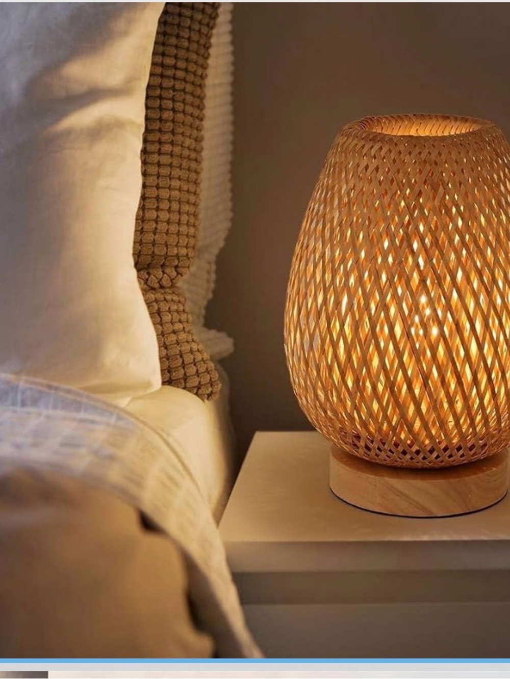 Woven Rattan Table Lamp - Natural Brown